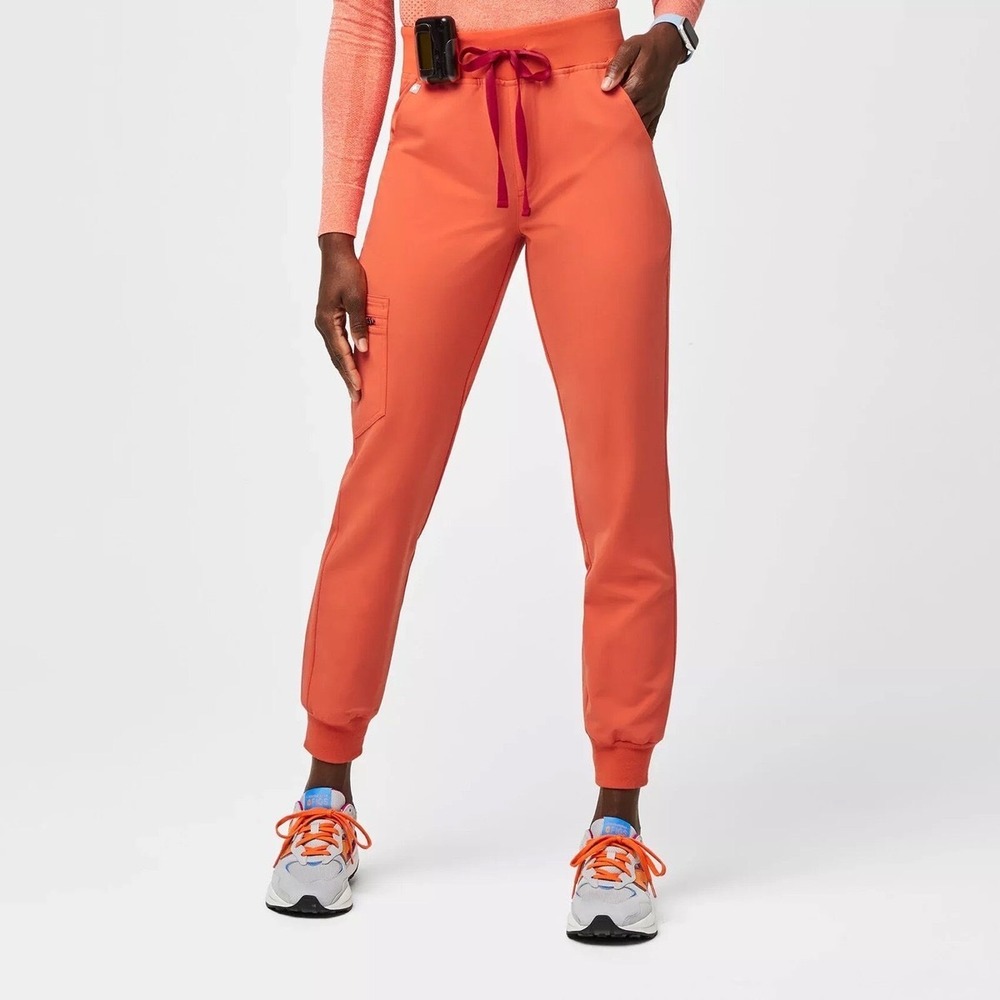 FIGS Technical Collection Orange Jogger Scrub Pants Women Size S Limited Edition